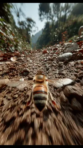 View from the perspective of a bee flying dynamically through a Carpathian forest #bee #flying #funny #vairal 