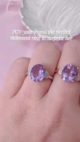 Purple perfection 💜 The Oval Amethyst Ring  is handcrafted in sterling silver or rose gold plated silver for a touch of luxury you can wear every day. Adjustable fit so you don’t have to stress about ring sizes. #amethsyt #sterlingsilverring #rosegoldvermeil #rosegoldring #gemstonerings  