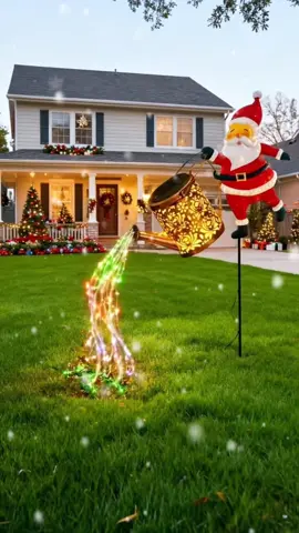 Solar Santa Claus Watering Can lights #christmasdecor #christmas #christmaslights #tiktokshop #christmasdecorations 