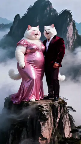 white male cat threw her fatty white female cat  #catstory #catcartoon #cutecat #cataivideo 