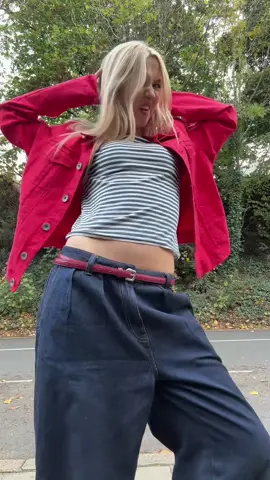 Red denim jacket #cool #london 