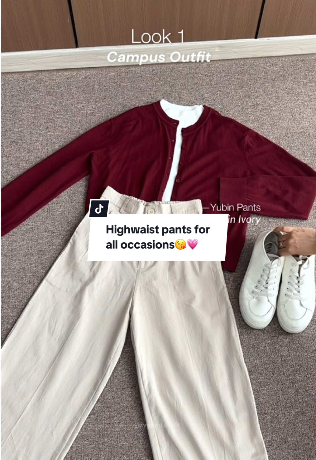 Dipake ke kampus, ngantor, sampe hangout masih tetep masuk karena Yubin pants ini tuh looknya rapi tapi tetep casual😘💗 #celanawanita #highwaistpants #outfitinspo 