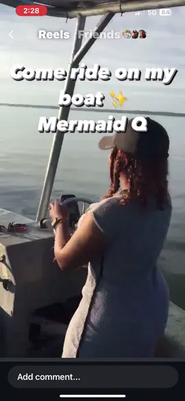 Come ride on my boat🧜🏾‍♀️💫✨💙 it’s peaceful #boats #fishingspots #womenfishing #fish