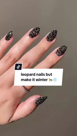 leopard nails but make it winter 🐆❄️ products used: frosted tips, frenemies, tuxedo mask, detail brush and totally gelly.  #winternails #leopardnails #nailinspo #diynails #nailart 