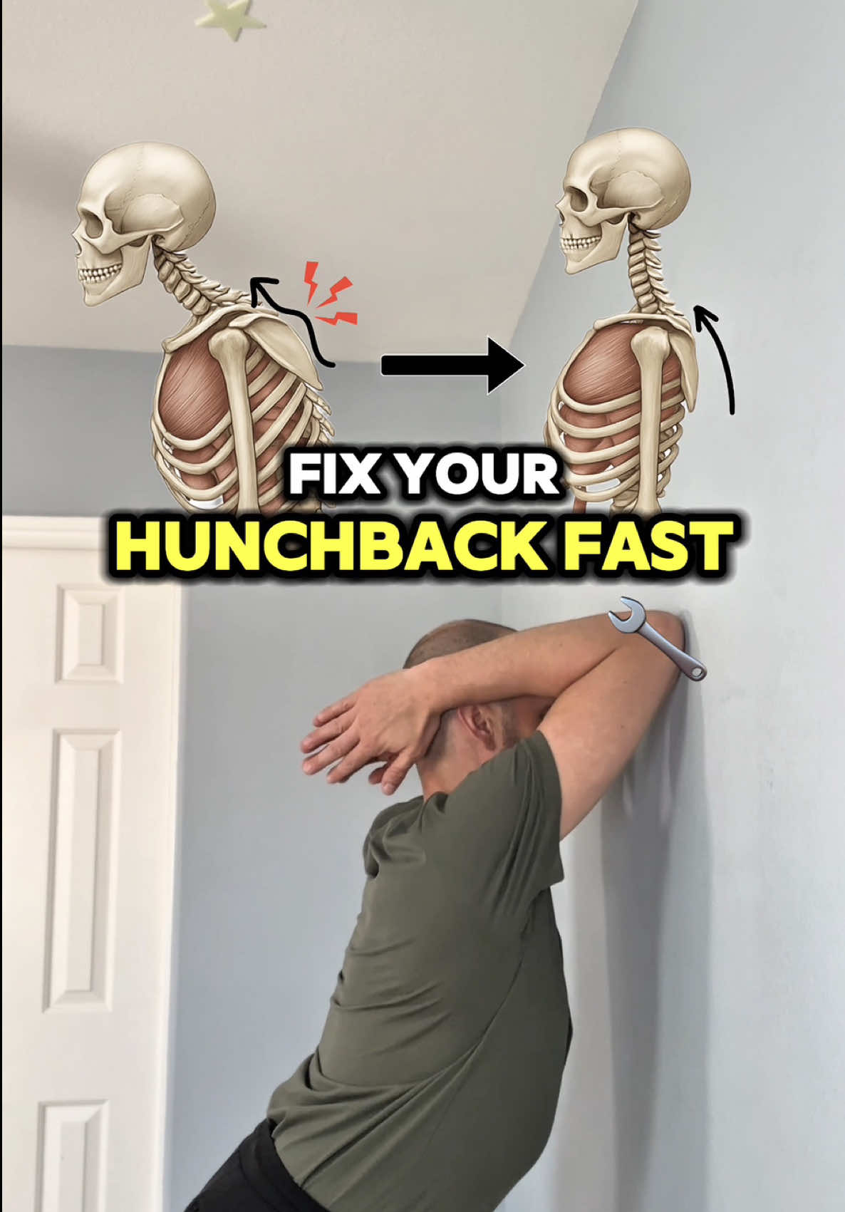 If you struggle with a hunchback posture, rounded upper back, or forward head… this routine is for you. A hunchback often develops from years of sitting, phones, driving, and collapsed posture that forces the upper back to round. Over time, the chest tightens, the upper-back muscles weaken, and the spine loses its natural curve — making the hump look more pronounced. And if we don’t fix it? The curve deepens, the shoulders roll forward, breathing gets restricted, the neck is forced to compensate, and the entire spine falls out of alignment. That’s when stiffness, pain, and that “stuck rounded” look show up. The good news? Your body is designed to change. These 3 simple exercises/stretches use gravity, shoulder-blade mechanics, and full-spine alignment to help reverse hunchback posture naturally. 1️⃣ Standing Thoracic Drop – Hold for 1 Min   • Elbows bent and placed on the wall • Head gently touches the wall • Let your chest and upper back drop through 2️⃣ Kneeling Thoracic Drop – Hold for 1 Min  • Kneel a few inches from the black • Elbows stay bent and on the black • Drop your chest and mid-spine the same way  3️⃣ Static Extension on Knees – Hold for 2 Min  • Hands on the floor, elbows straight • Drop through your shoulder blades • Let your head fall • Tip your pelvis slightly up  Want long-term correction? Get the POSTURE GUY MIKE APP📲 for lifetime access to my 20-Week Program designed to fix hunchback posture, forward head, and rounded shoulders. #hunchback #neckhump #posturecorrection #roundedshoulders #forwardheadposture
