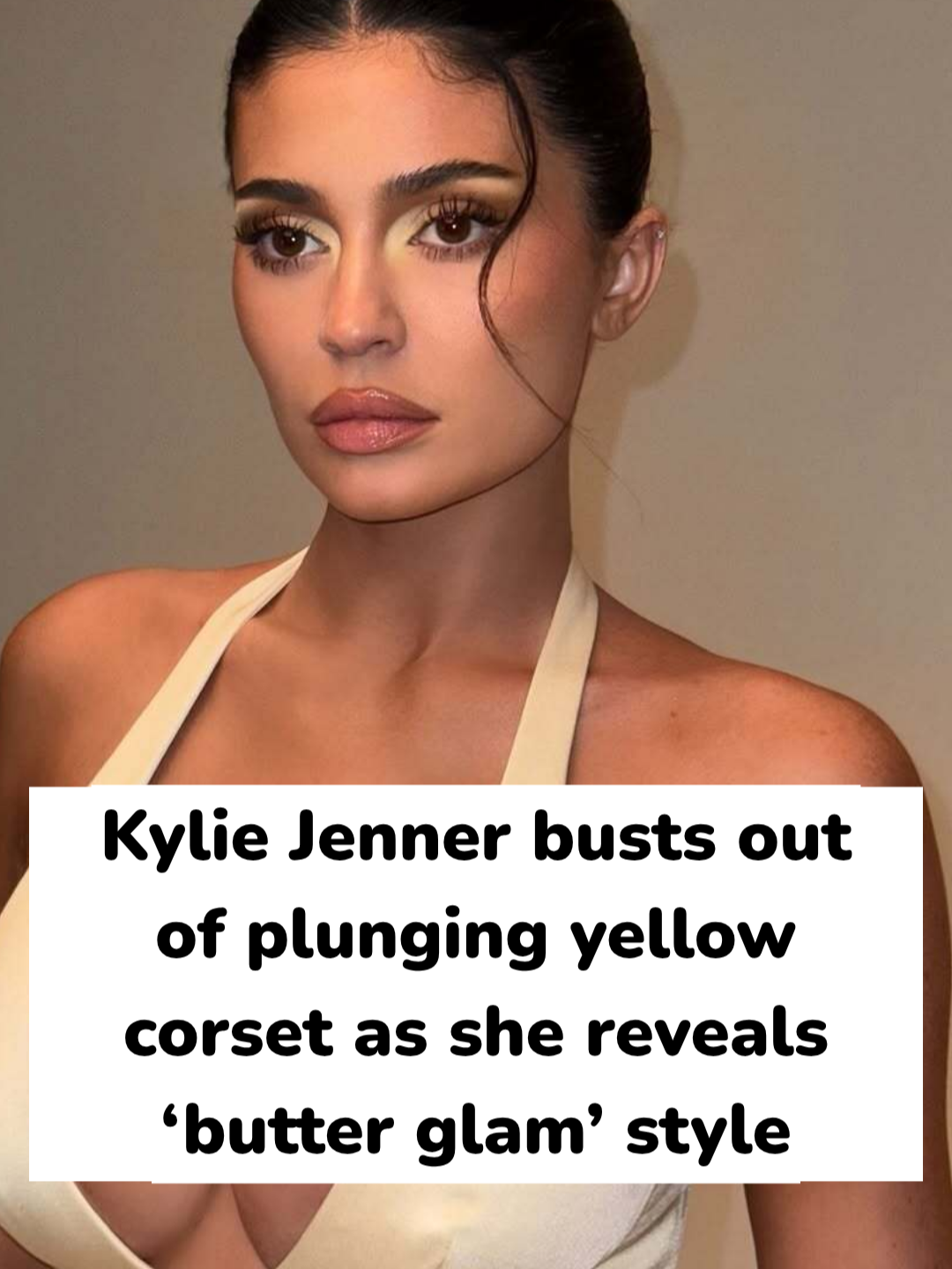Kylie Jenner busts out of plunging yellow corset as she reveals ‘butter glam’ style #kyliejenner #fashion #style #butteryellow #glam