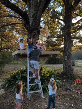 haven't finished the floating deck build but this Zipline is a big hit! on sale now for Black Friday!!! #ziplineadventure #dadof3girls #louisiana #zipline #sweetgirls 