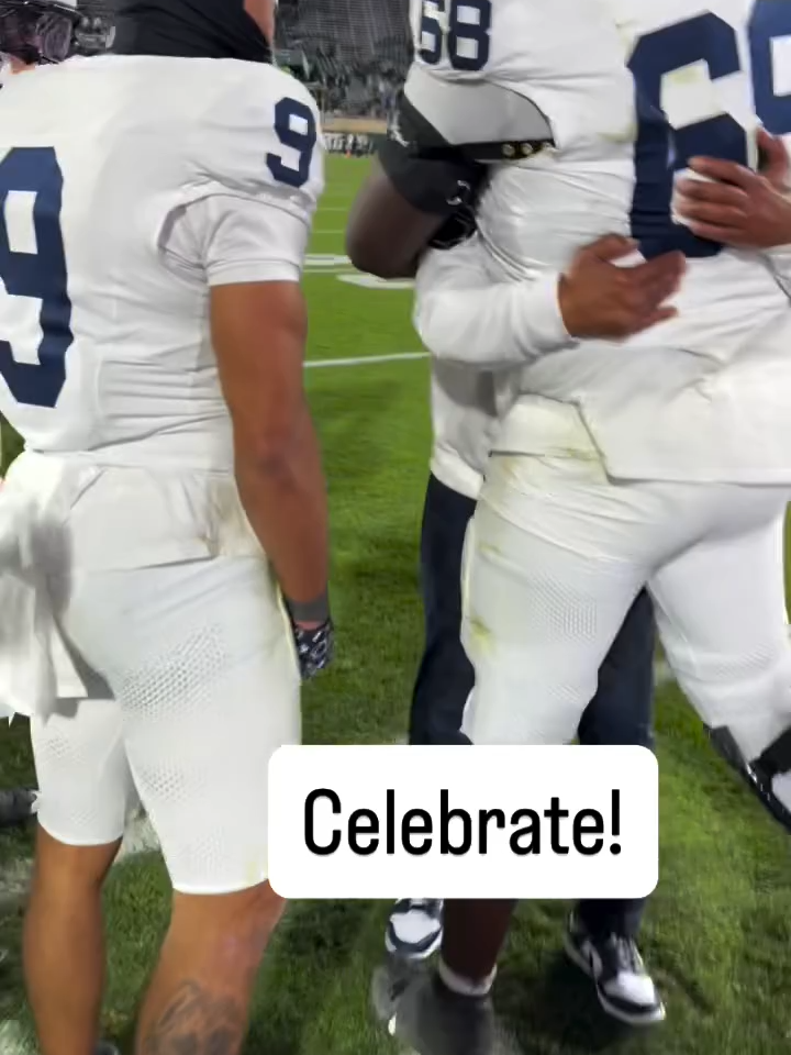 Penn State interim head coach Terry Smith celebrates with Anthony Donkoh as the Nittany Lions beat Michigan State, 28-10 for their first win in two months. Video by Joe Hermitt, PennLive.com #sports #pennsylvania #football #pennstate #pennstatefootball #weare