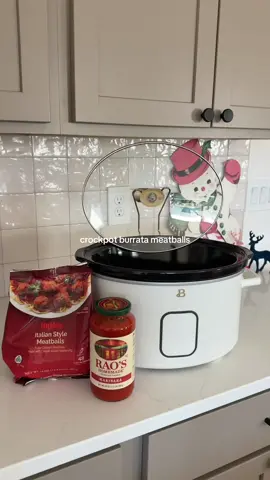 Crockpot burrata meatballs!! 🍝 These are so good over pasta!! Recipe below! 👇  Recipe: - 24 oz Italian style frozen meatballs  - 24 oz marinara @Rao’s Homemade  - 8 oz burrata filling @BelGioiosoCheese  - 4 oz shredded mozzarella  - Salt & chili flakes to top  Coat meatballs in marinara in pot. Set on high for 4 hours or low for 6. With about 30 minutes left, mix and top meatballs with burrata filling and mozzarella. When melted, mix, and top with chili and salt flakes. Enjoy!  #easymeals #EasyRecipe #DinnerIdeas #weeknightdinner #recipesoftiktok #crockpot #crockpotmeatballs #easycrockpotrecipe  