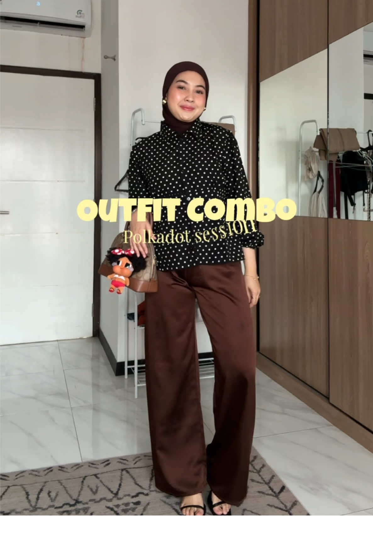 Finally nyobain baju polkadot ini🤓 #fyp #outfitideas #outfitinspo 