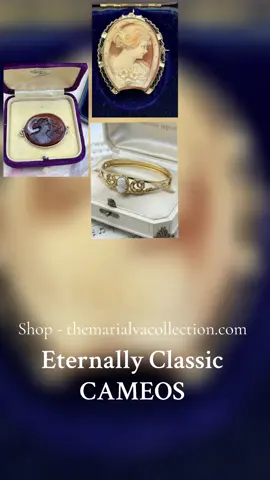 The cameo is eternally classic. ✨ Hand-carved profiles, tiny details, and a whisper of history in every curl of hair and drape of gown – these are the pieces that never go out of style, only become more beloved with time. Available now on the website – start or grow your cameo collection at themarialvacollection.com #themarialvacollection #cameo #cameojewelry #vintagecameo #antiquecameo          