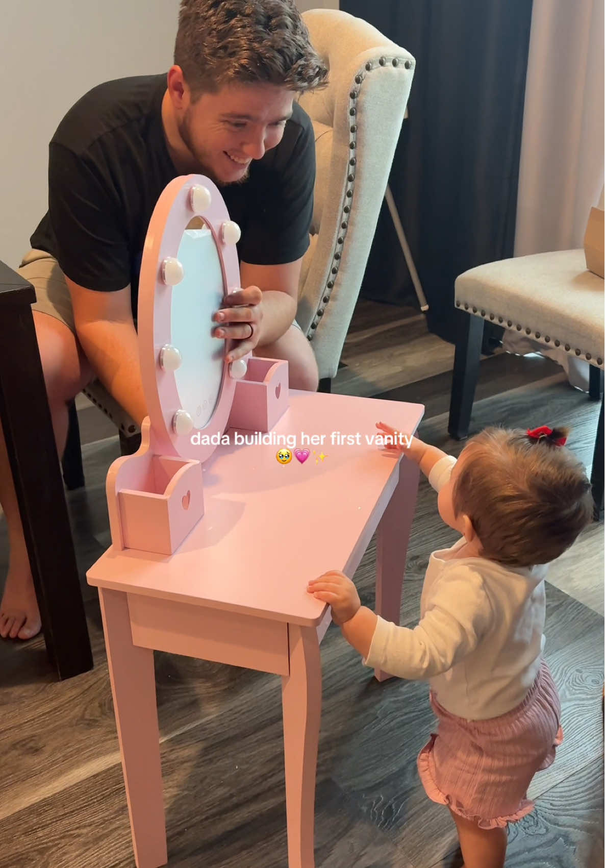 Girl dad duties 🩷 building her very first vanity✨ @Garvee Commercial #vanity #girlmomlife #girldad #christmasgiftideas #pinkvanity 