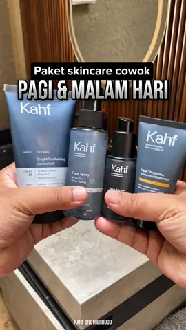 Urutan pakai Kahf face care, paket skincare lengkap cowok untuk pagi dan malam hari. Cocok buat kalian yg mau perawatan wajah biar glowing ! #kahf #kahffacecare #kahfskincare #skincarecowok #skincarepria 