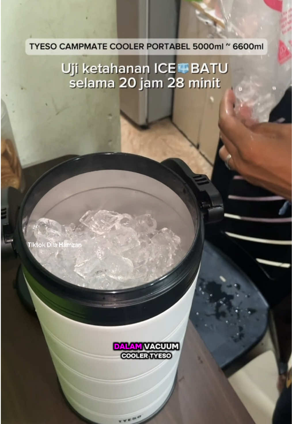 Uji ketahanan Tyeso cammate cooler portable selamat 20jam sangat puas hati ye 🥰 #tyesoreview #portabelcooler #icecooler #tyeso❄ #icebox 