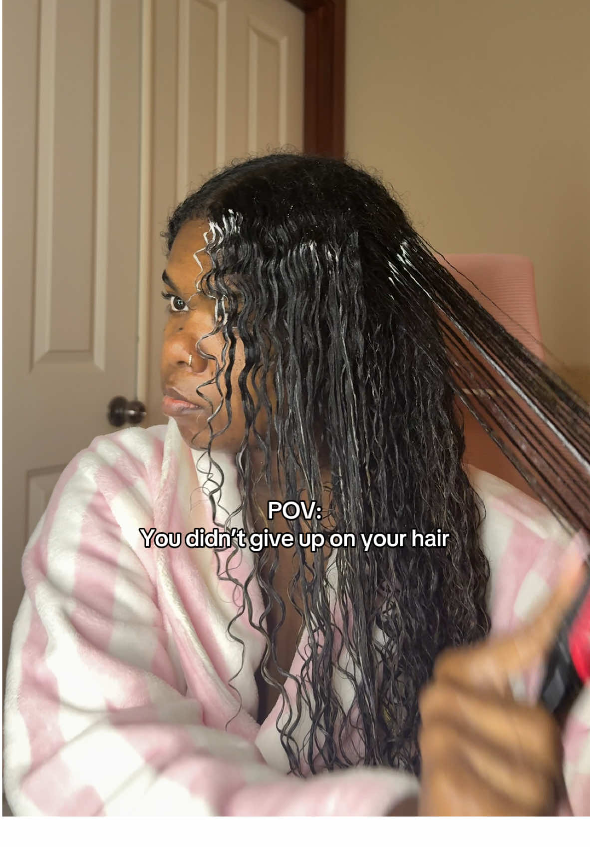 Hope everyone is taking care of themselves ❤️‍🩹 #curlyhair #curlyhairroutine #curlyhairproducts #hairtok #texturedhair #hairtiktok #beautyinfluencer #blackgirlhair  @Mixed Chicks Hair @Ouidad @Tangle Teezer @Denman Brush @THE OUAI 