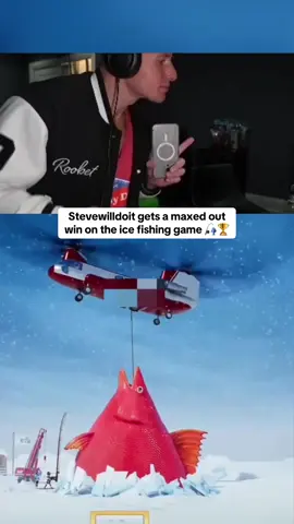 Stevewilldoit gets a maxed out win on the ice fishing game 🎣🏆 #kickstreaming 