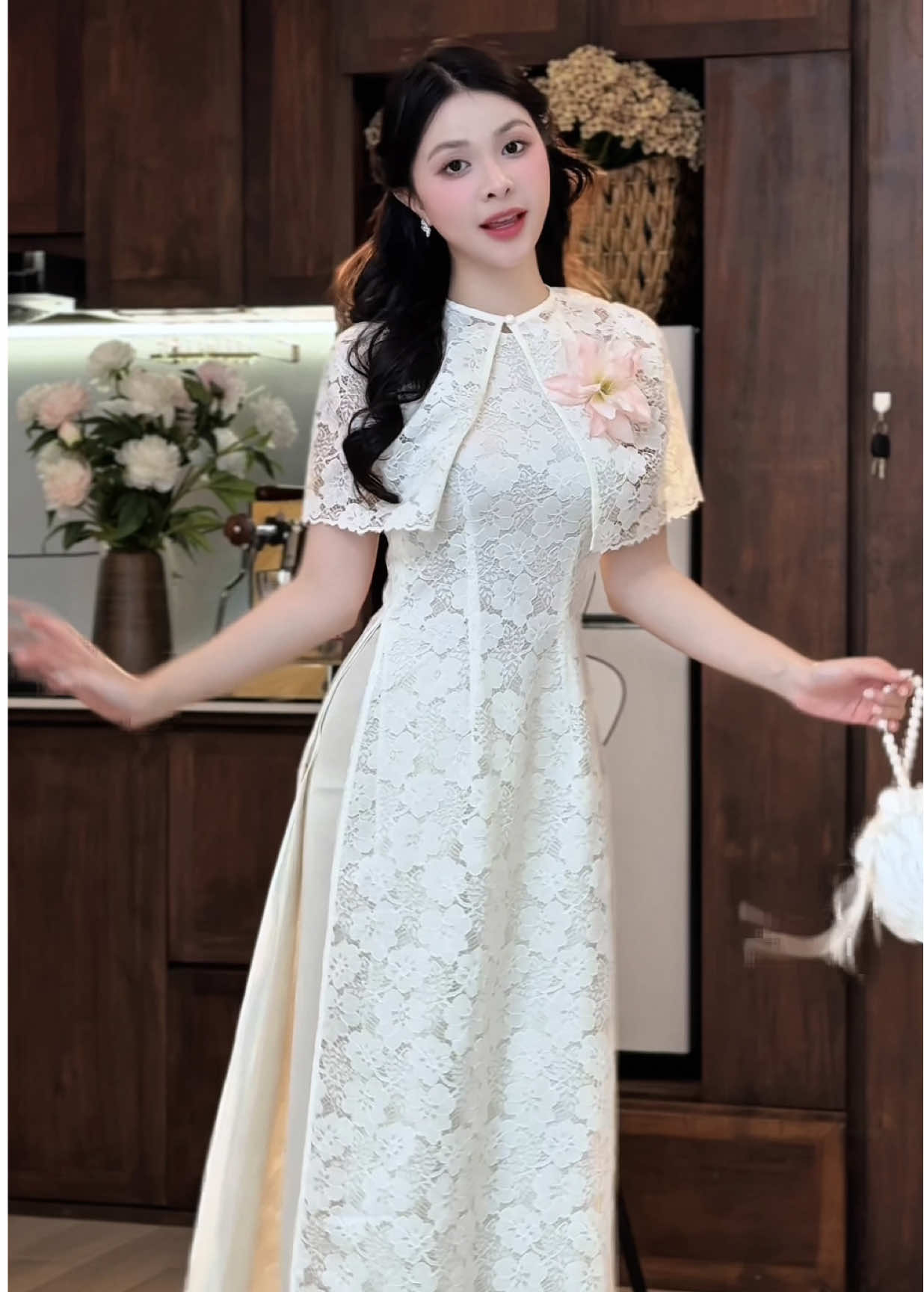 Ren trắng tin khôi cho mùa tết này 🧧 🧧 áo AD2976 quần F8002 #aodaitet #aodaigiaovien #aodaichuu #tet2026 #xuhuong 