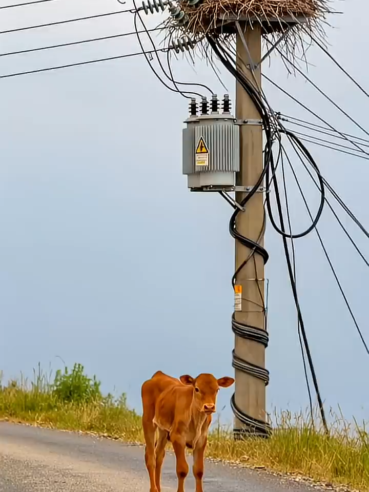 rescue calf from high voltage pole #animals #funny #cow #shorts
