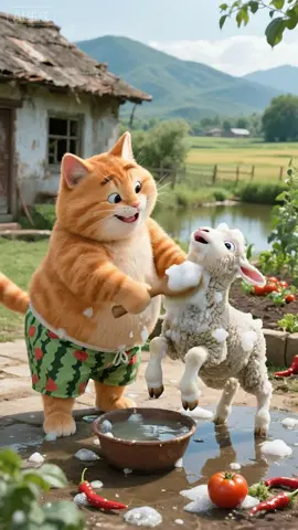 Fat Orange Rescue Sheep, Unexpected Ending#funnycat #orangecat #funnyvideo #interesting #kitten 