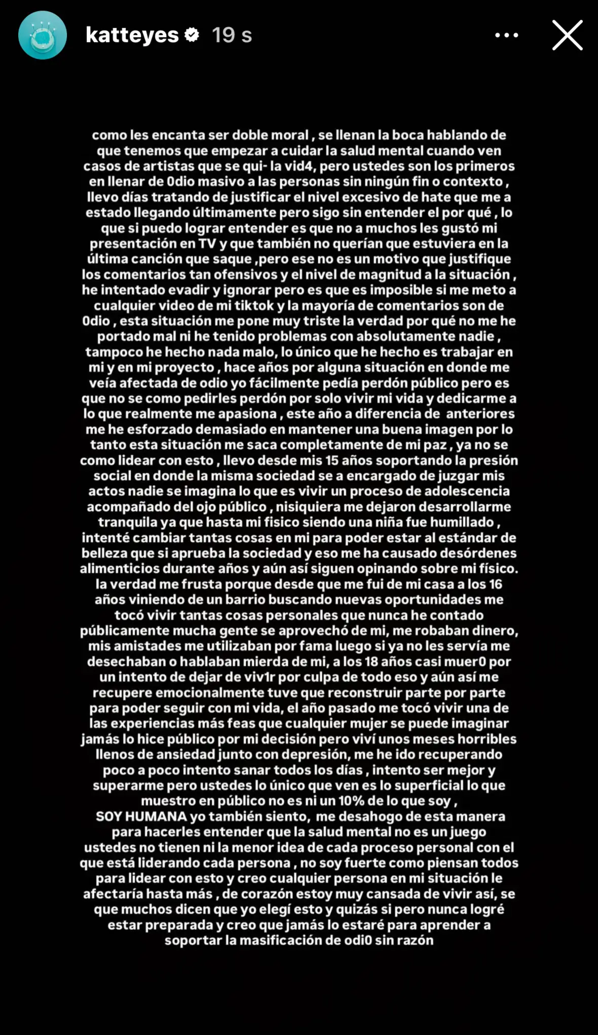 Comunicado de katteyes sobre todo el hate simplente no pueden ver a alguien brillar como ella #katteyes #iamferv #foryou #viral #fyp 