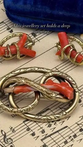 Victorian jewelry was never just pretty—it spoke in symbols. This coral and gold set wraps vibrant branches of coral in endless golden knots, a hidden talisman for protection, good fortune, and unbreakable bonds. Available via themarialvacollection.com or DM to reserve. ✨🧡 #themarialvacollection #antiquejewelry #victorianjewelry #coraljewelry #goldjewelry              