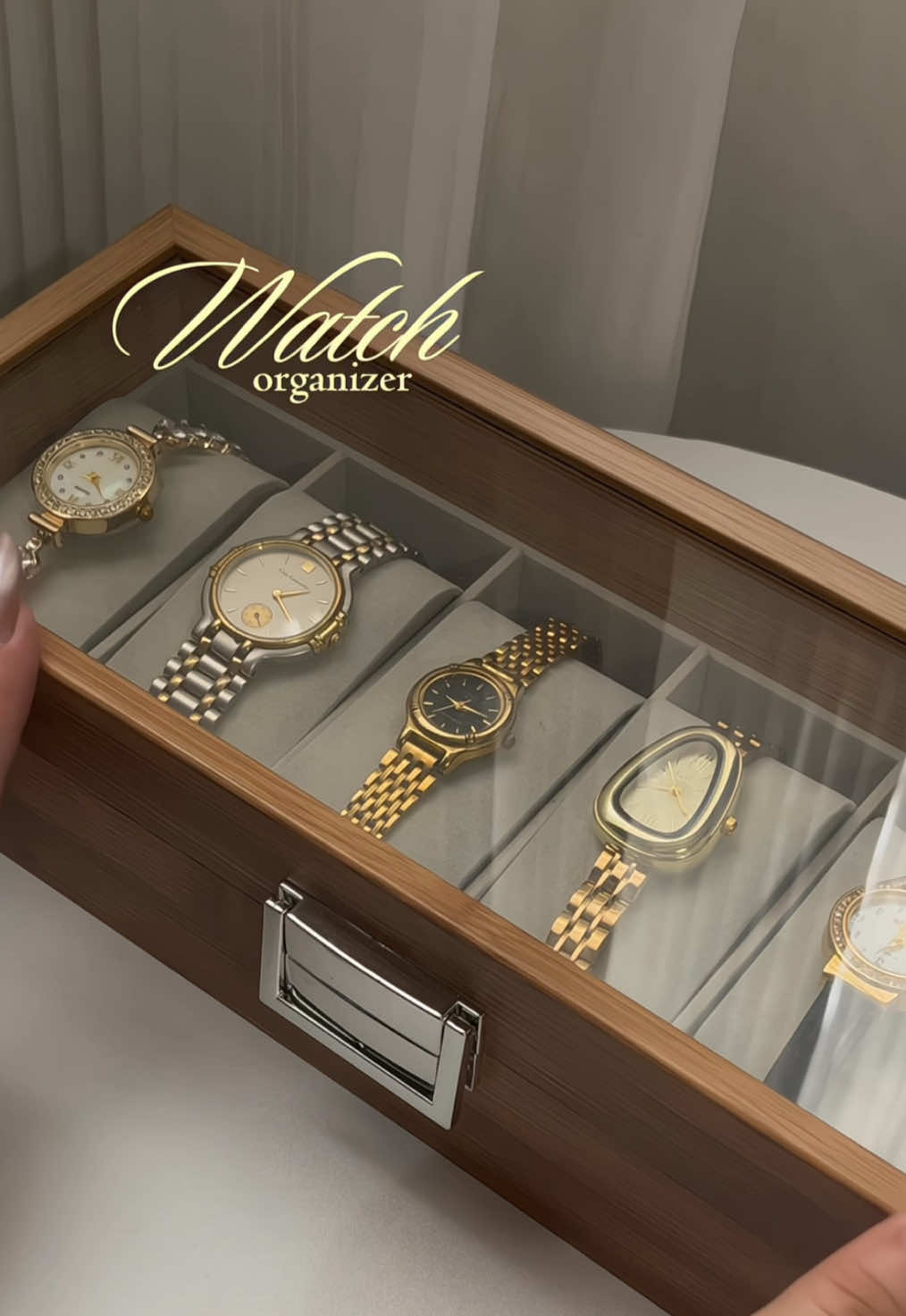 aesthetic wooden watch storage box organizer 🪵#watchorganizer #watch #storageboxorganizer #watchstorage