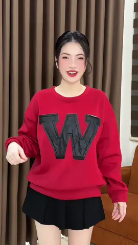 Áo sweater chất nỉ bông phối chữ W  basic #aoni #aonibong #aosweater #aosweaternu #aonihoodie 