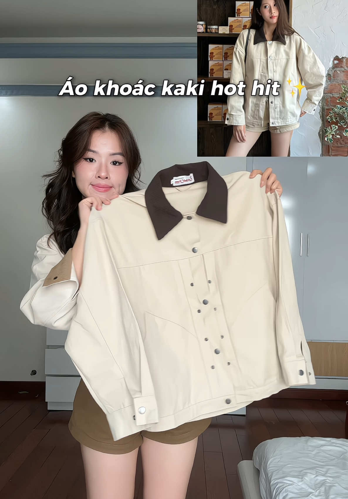 +Thêm 1 em áo khoác kaki hot hit năm nay✨🔥 #aokhoac #aokaki #bycamcam #mixandmatch #outfits 