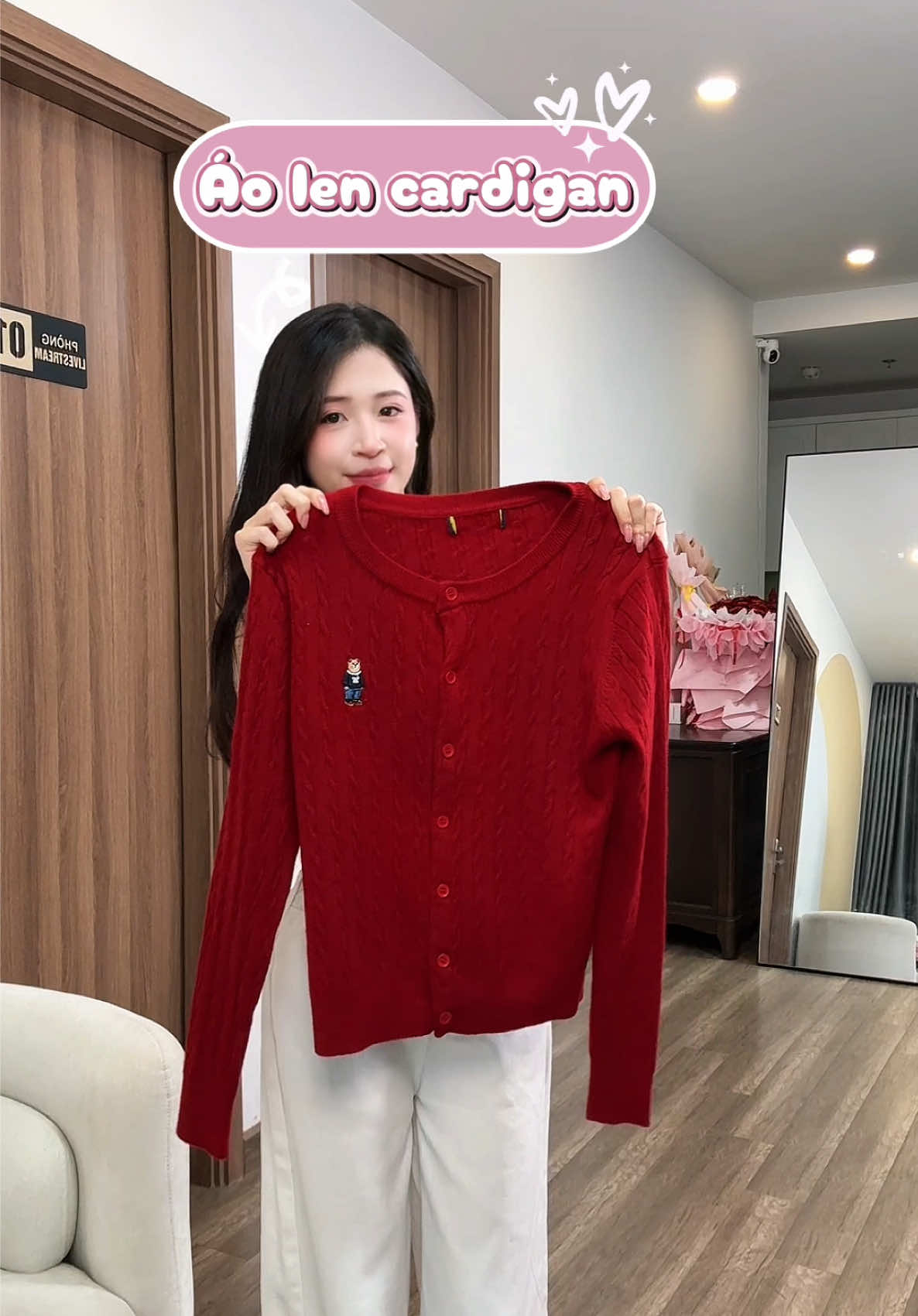 Áo cardigan len thêu gấu🥰#huynhchang #huynhchangreview #huynhchang00 