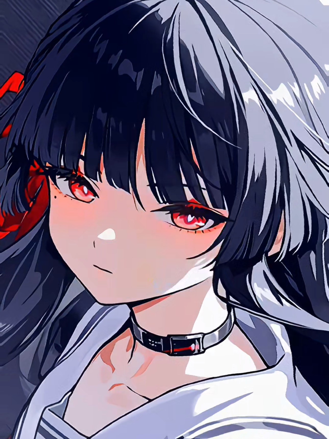 Chisa's hair, shiny and black, runs down to her waist and is festooned by a long red ribbon at her right temple. The red ribbon, some say, is a symbol of her wish to connect with others, and of her desire to protect them.Chisa wears a black school uniform, complete with a loose-fitting long-sleeved coat and a red neck scarf This is an old Startorch Academy uniform, but Chisa still wears it- out of habit, perhaps.Chisa wears neutral expressions and likes to do things at her own pace, but her dispassionate features are never off-putting. Because her red pupils are full of life, always alert, and analytical.#wutheringwaves #wutheringwavesedit #chisa #trending #viral 