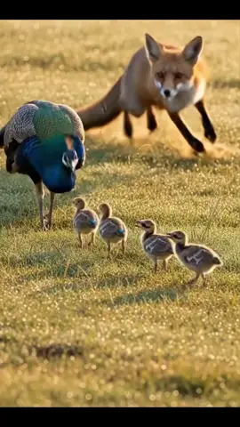 Fox Tries to Steal Peacock's Chicks... 😲#shorts #viral #viralvideos #foryour #foryoupage❤️❤️ 