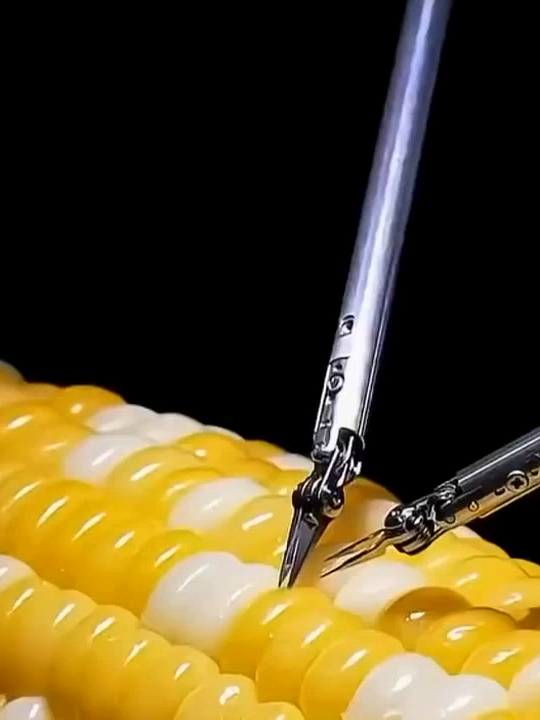 This microsurgery robot is so precise it can stitch a corn kernel, landing each thread exactly where it needs to be. Every movement is controlled down to tiny fractions of a millimeter #robot #precision #corn