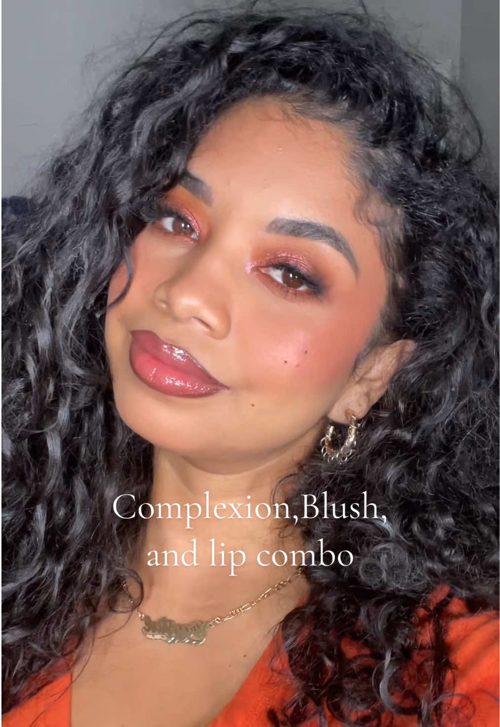 Warm colors always make my brown eyes POP ✨🧡 @Diorbeauty @Fenty Beauty @Pat McGrath Labs @Maybelline NY @NYX Professional Makeup @Youth To The People @Saie @NARS Cosmetics @milkmakeup @Glossier #blush #foundation #lipcombo #fyp 