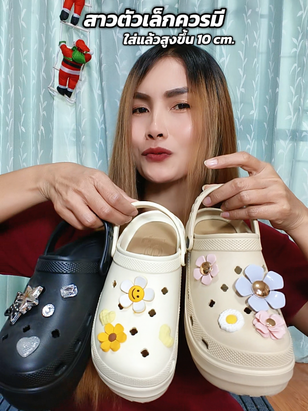 ทรงสวย น่ารักมาก #รองเท้าสูง10ซม #รองเท้าหัวโต #รองเท้าเสริมส้น #รองเท้าส้นตึก 