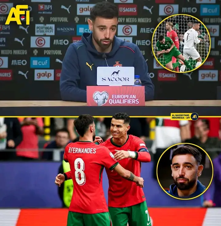 🚨 Pernyataan Bruno Fernandes saat ditanya tentang 'Kartu merah Cristiano Ronaldo?' 🗣️ Bruno Fernandes: “Kartu merah adalah hal yang wajar dalam sepak bola. Itu adalah momen di mana Cris bereaksi dengan cara yang sangat merugikannya. Dia tahu itu bukan sesuatu yang ingin dia lakukan, tetapi itu terjadi, dan dia tahu dia membuat kesalahan. 👏🏻 Dia tidak akan bisa membantu kami besok, tetapi itu tidak mengubah fakta bahwa bahkan sebelum kartu merah, kami sudah tertinggal dalam skor (dari Irlandia). Jelas, itu membuat segalanya lebih sulit karena kami hanya bermain dengan sepuluh pemain, dan kami tidak memiliki pemain yang mampu mencetak gol kapan pun.” 👀