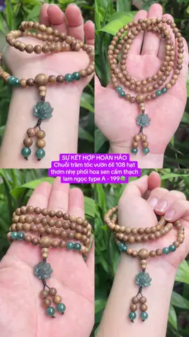 SỰ KẾT HỢP HOÀN HẢO Chuỗi trầm tốc vườn 6li 108 hạt thơm nhẹ phối hoa sen cẩm thạch lam ngọc type A - 199🍀 #vongtay #vongtayphongthuy #camthach #manao #chuoingoccamthachthiennhiengiatot 