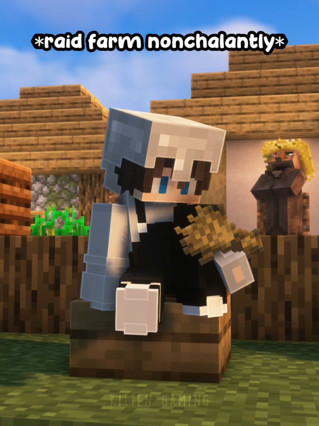 raiding villager farm nonchalantly #Minecraft #minecraftindonesia #minecraftmemes #mc #ytmcindonesia 