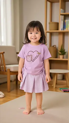 Setelan kaos serut crop top dan rok anak perempuan umur 1-14 tahun