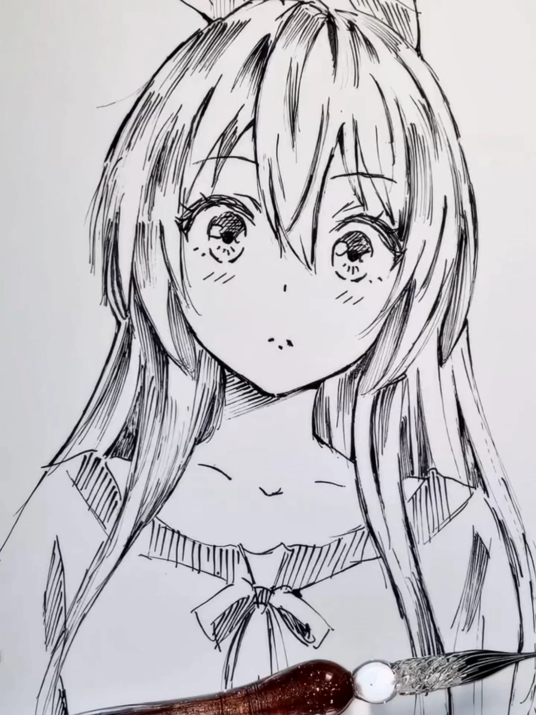 Dibujo a tinta de Chitoge 💞🎀 . . . . . #ti̇ktok #viral #anime #animegirl #animefyp 