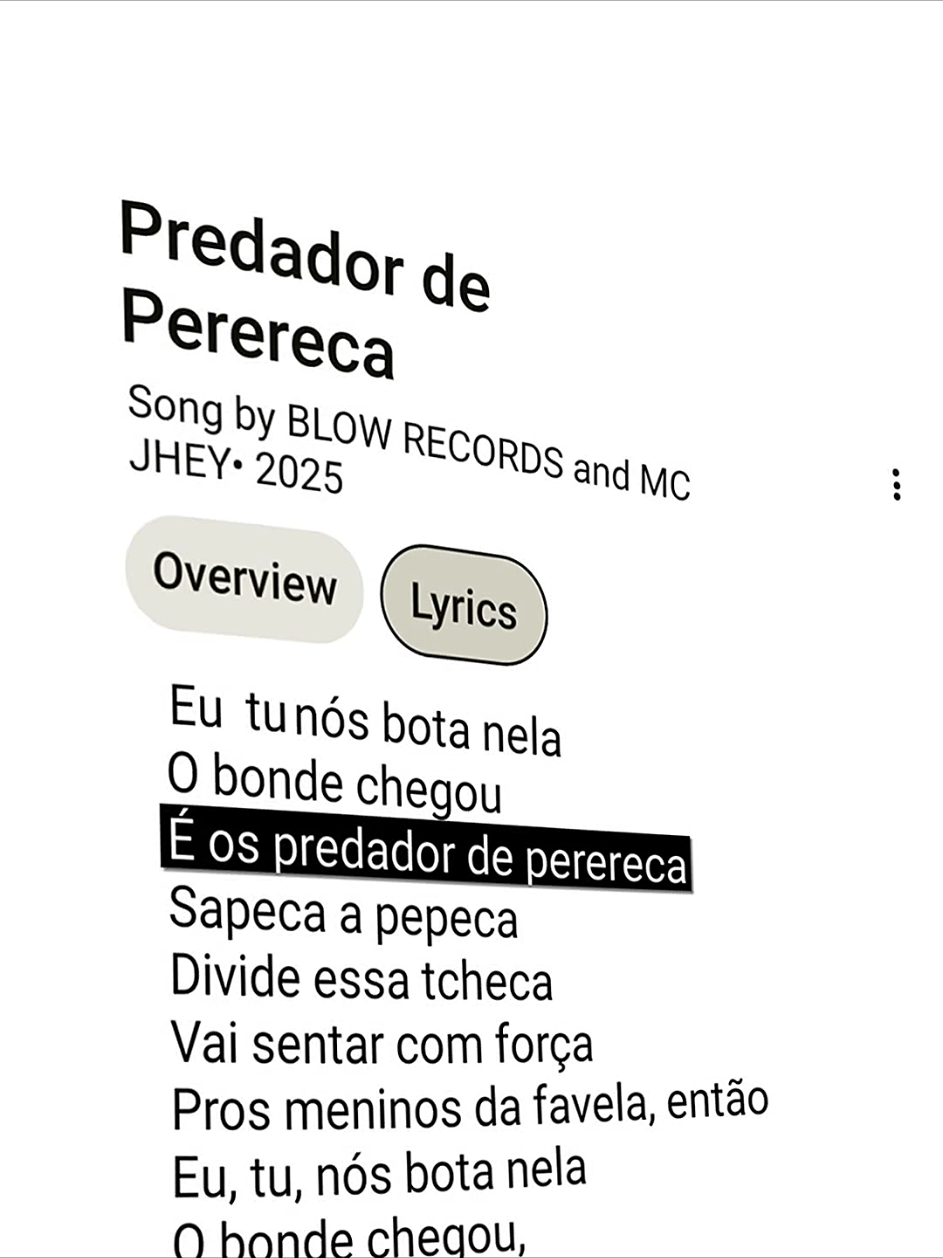 Predador de Perereca  . . . . #lyric #songlyrics #musicvibes #googlelyrics🎧 