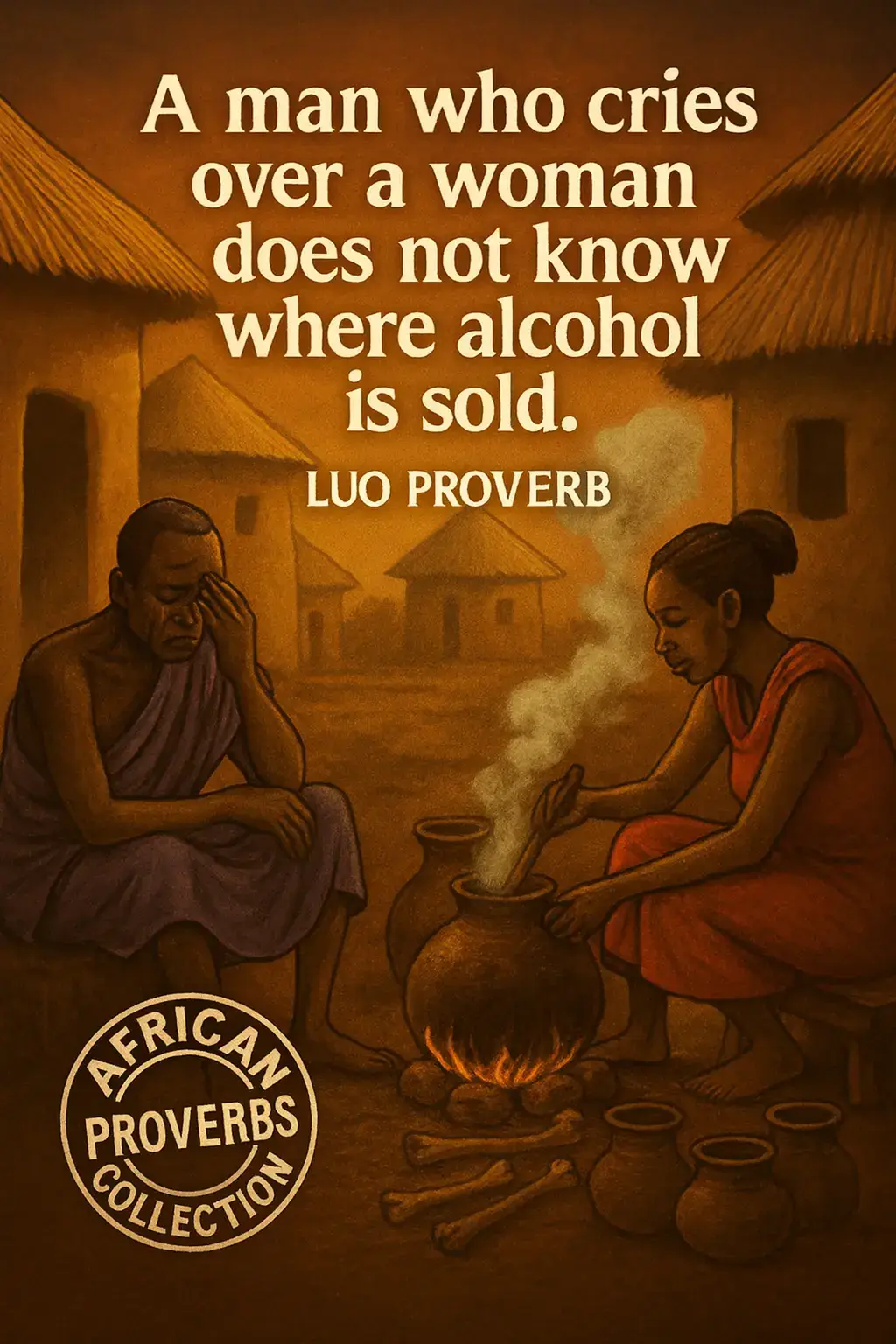 MEANING: A man who is heartbroken should not waste away in sadness,there are easier ways to cope and move on. It humorously suggests that instead of sitting and crying, he could choose other distractions or ways of relieving stress. #AfricanProverbs #Africa #fyp 
