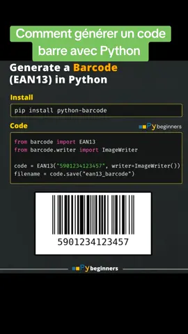 comment générer un Code barre avec python  #Programmation #Python #codebar 