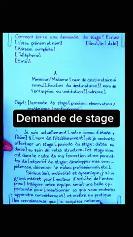 Demande de stage. #demande #lettre #cv #stage #demandedestage @🎀 Doctor 🎀 