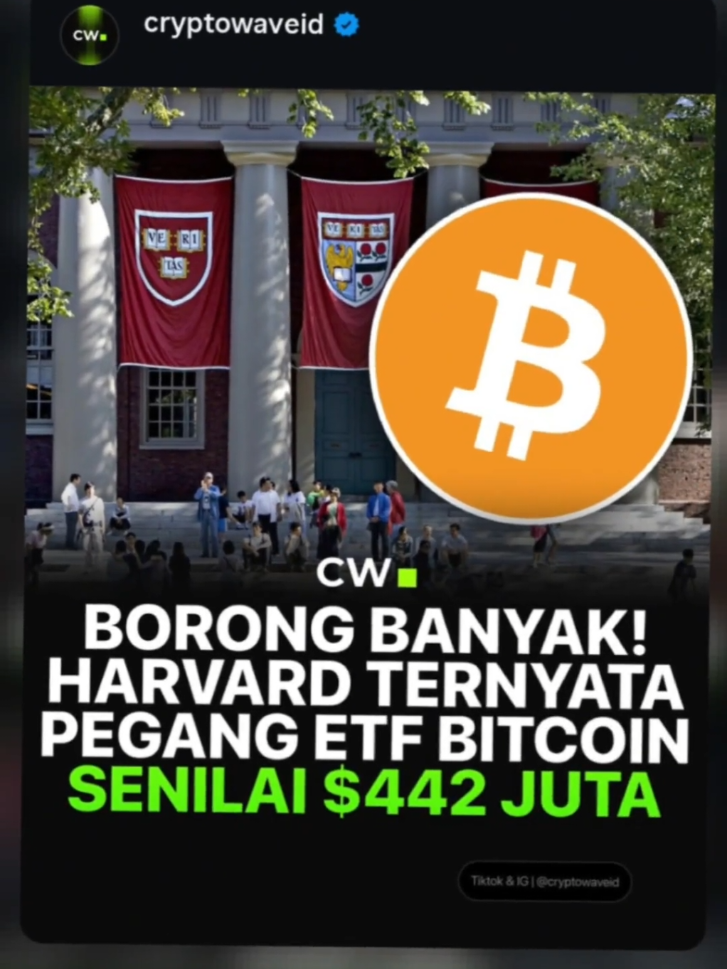 serius nanya, kalo harvard udah all in $442 JUTA ke bitcoin, ini pertanda bottom atau pertanda mereka mau jadi exit liquidity? 😭 spill teori kalian. 👇 #cryptowave #btc #bitcoin #crypto #harvard #investasi #diskusi #opini #analisa #etf 