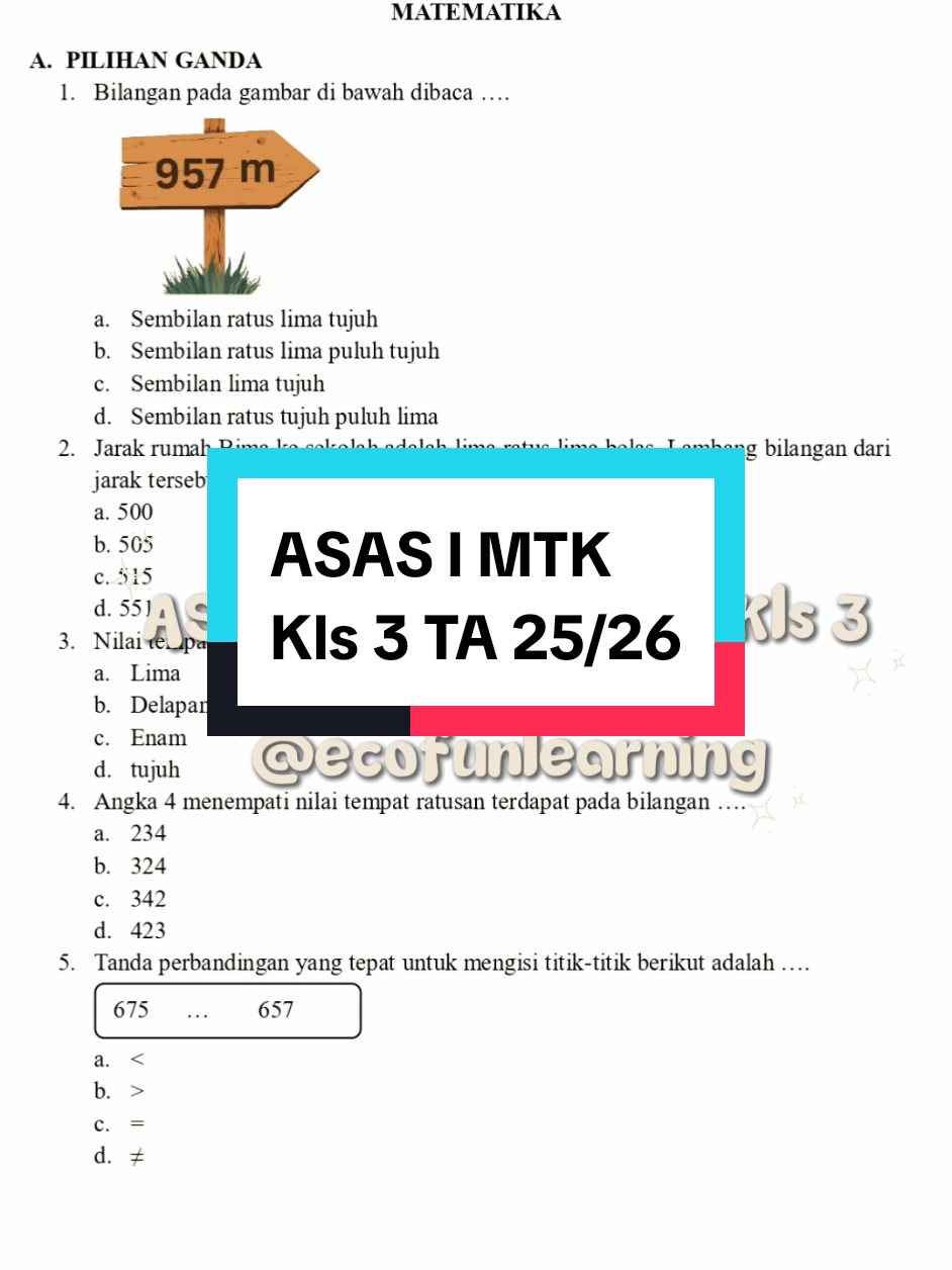 Referensi ASAS Matematika Kelas 3 Semester 1 Tahun Ajaran 2025/2026 #sas #matematika #kelas3 #gurusd #fypfiralシ 