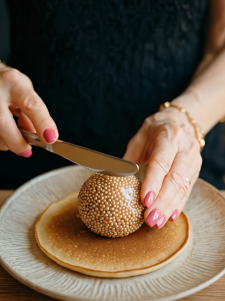 Golden Beads Spread on a Pancake #asmr #viraltiktok #fyp #trending #oddlysatisfying 
