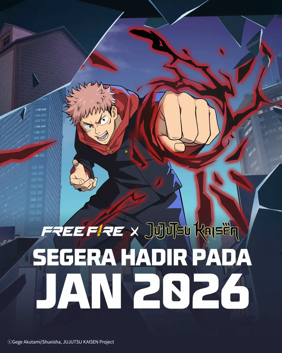Energi terkutuk menyelimuti Bermuda… Saat Yuji Itadori menerobos, pertempuran sesungguhnya dimulai. Free Fire x Jujutsu Kasian hadir Januari 2026. Bersiaplah untuk pertarungan!  #freefirexjujutsukaisen #FreeFire #JujutsuKaisen #FreeFireMAX #MiminBooyahID 