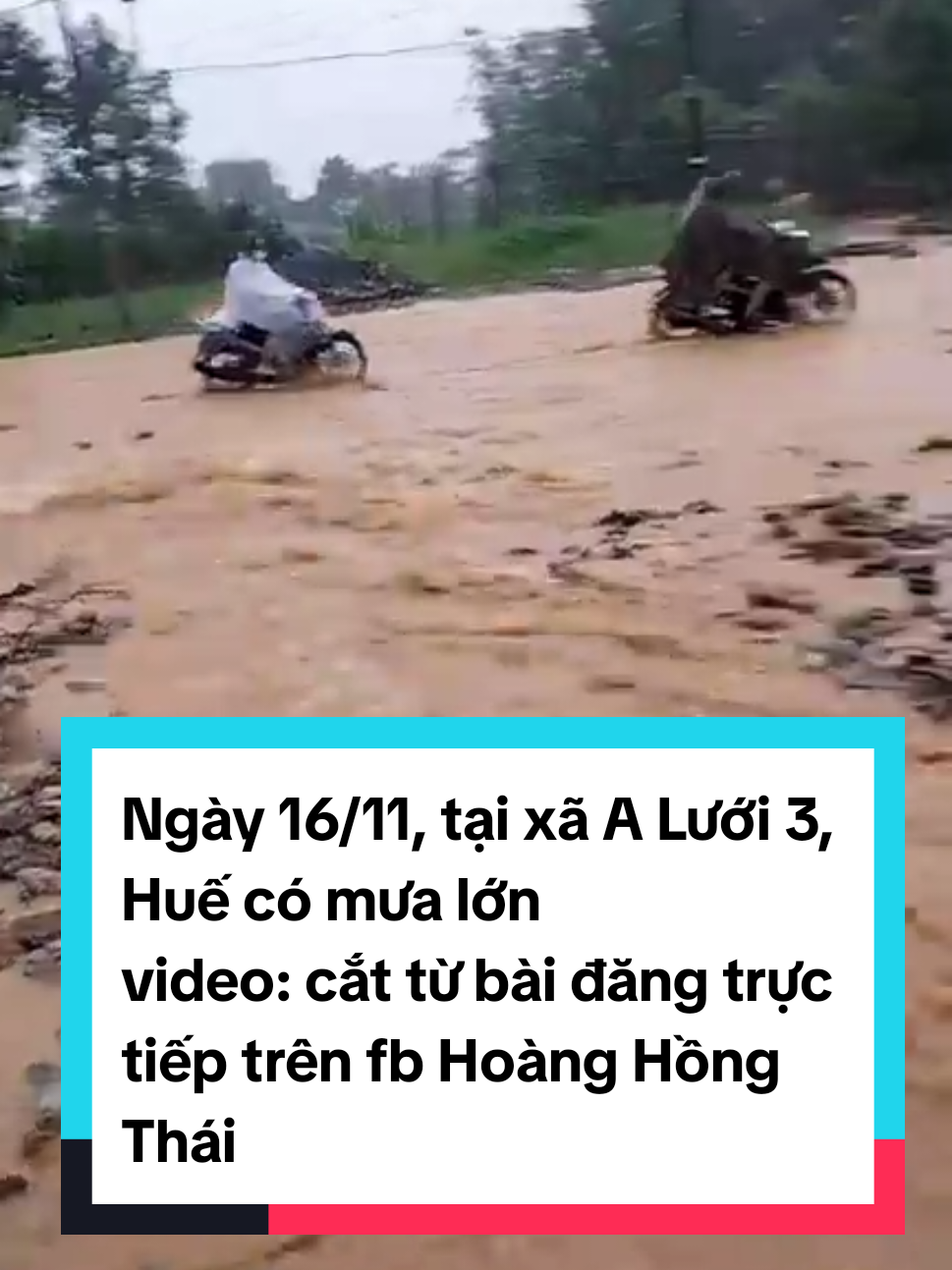Ngày 16/11, tại xã A Lưới 3, Huế có mưa lớn video: cắt từ bài đăng trực tiếp trên fb Hoàng Hồng Thái #Huế #mưa #aluoi 