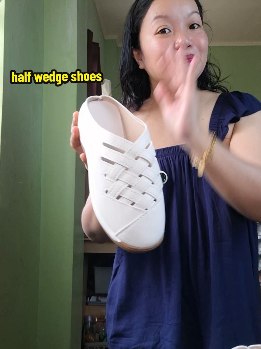 wedge half shoes/sandal. soft soled and leather made. #halfshoes #wedgeshoes #leathershoes #koreanshoes #softsoledshoes 