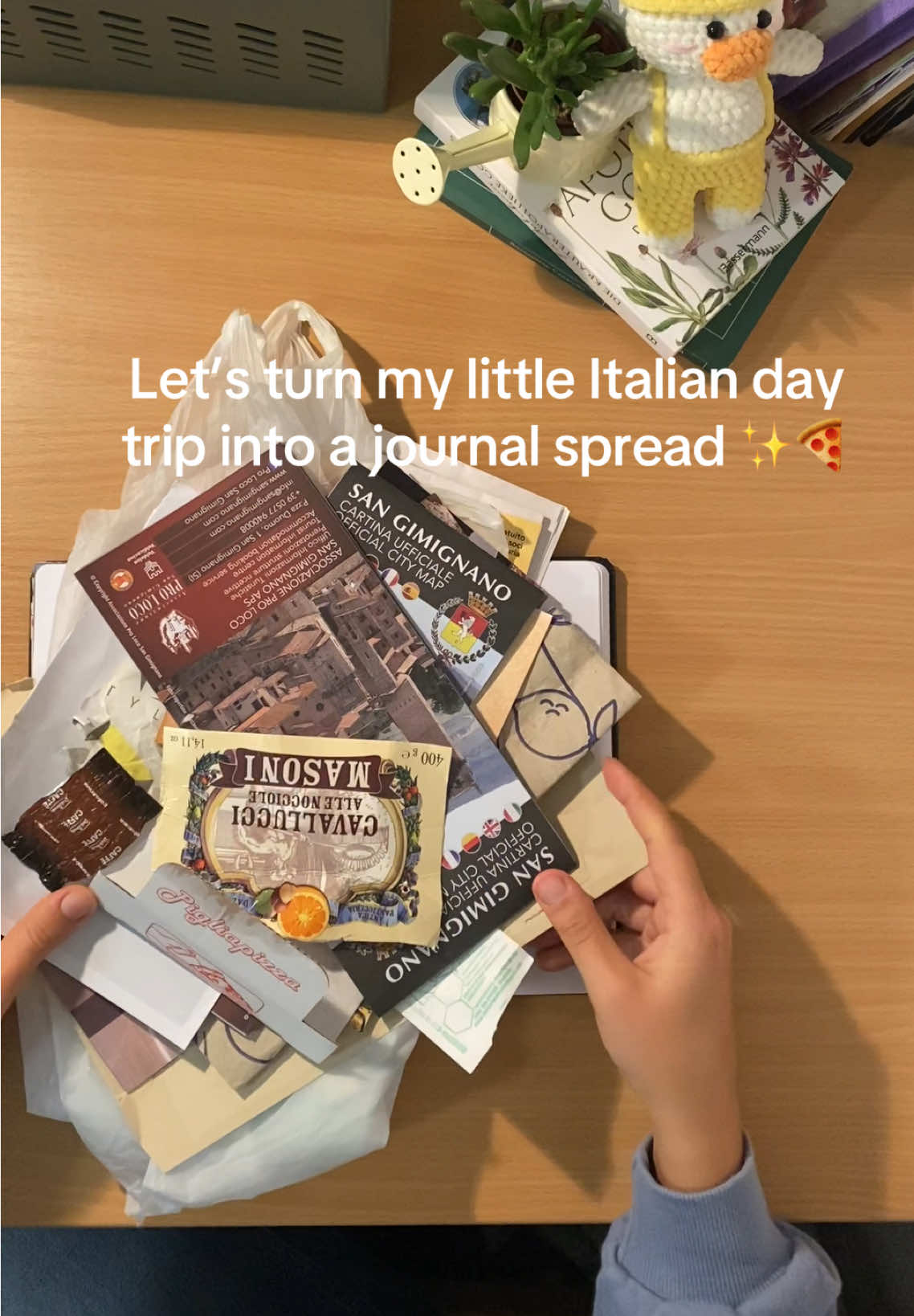 This is my first spread made only from little treasures I found while walking around that Italian town, no magazines today ✨🍕 #junkjournal #traveljournal #journalwithme #italytrip #journaling 